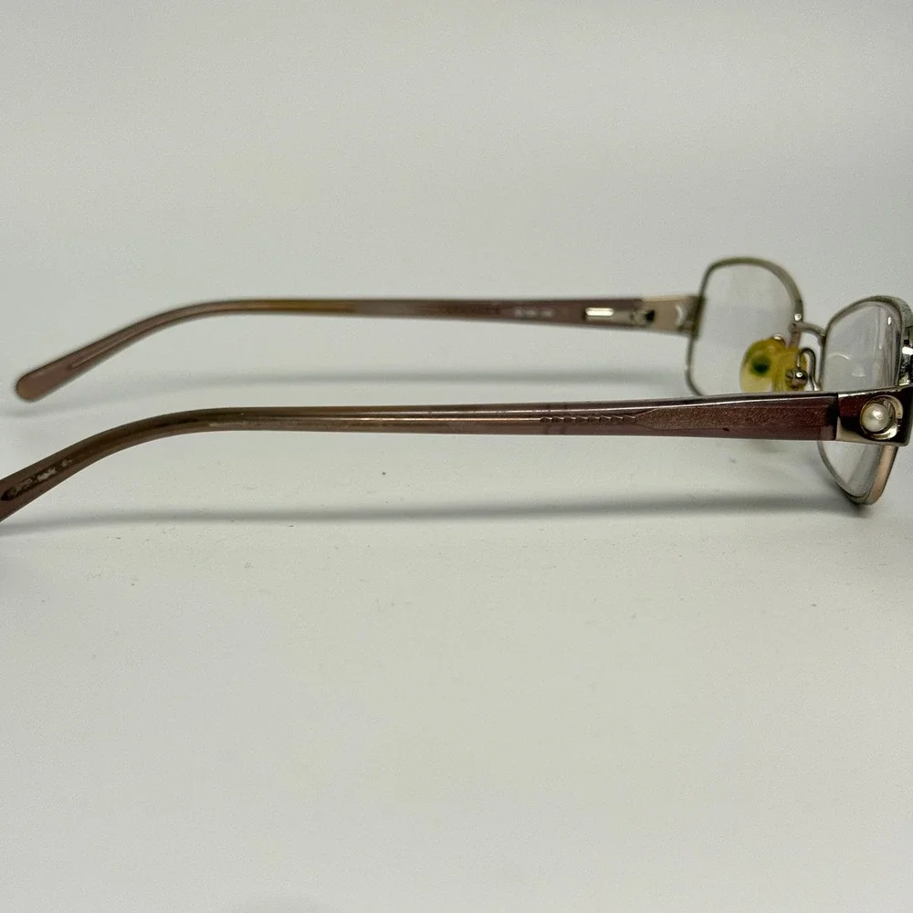 Lavender CL725 Eyeglasses Frames 50-16-135 Gold Tone Rectangle‎ Pearl Detail